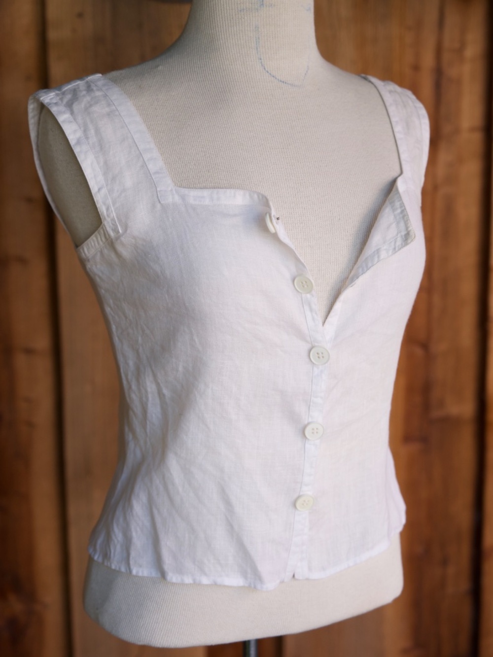 Vintage Y2K Giorgio Armani 100% Linen Button Down Tank Made In Italy Woman's XS - Picture 3 of 16